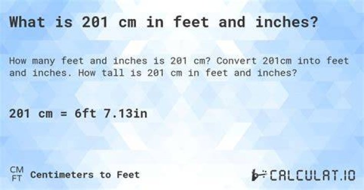 201 cm to feet and inches
