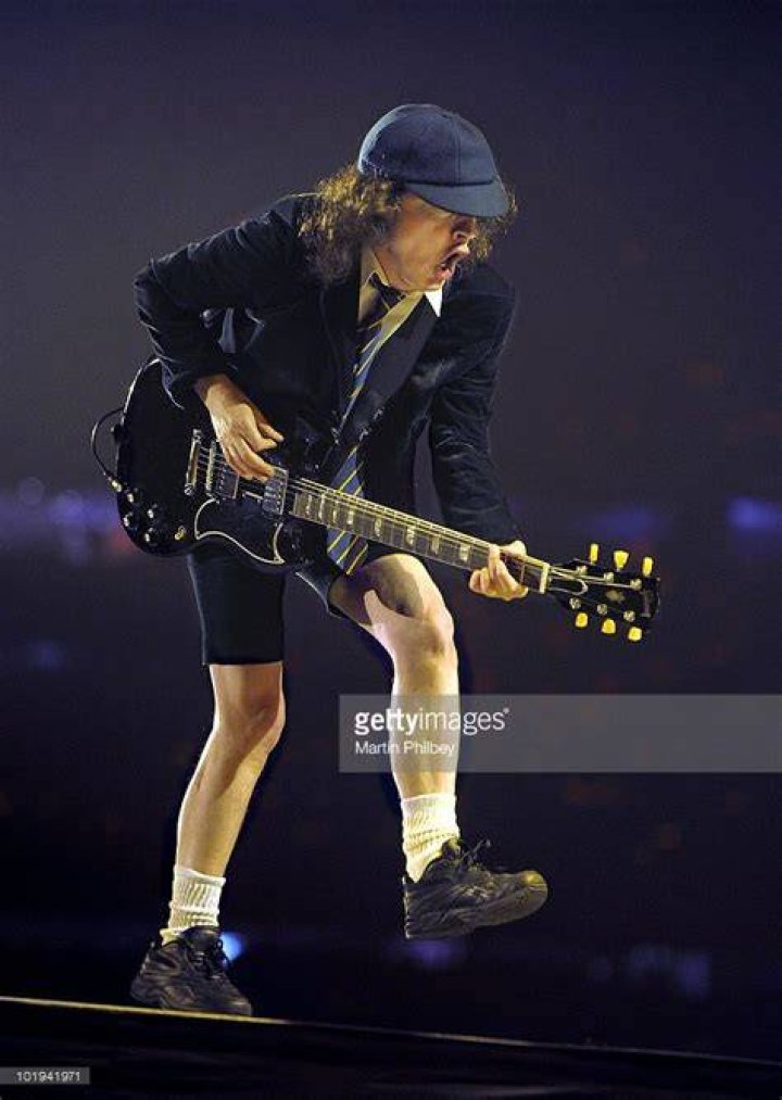 Angus Young of AC/DC performs during the AC/DC Rock or Bust Tour