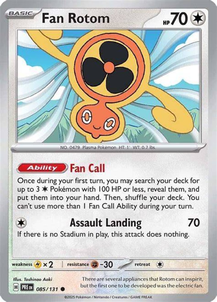 Fan Rotom, after using the Mechanical Pinwheel, in Pokemon Legends: Arceus.
