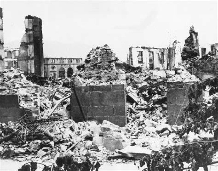 Guernica after the bombing in 1937
