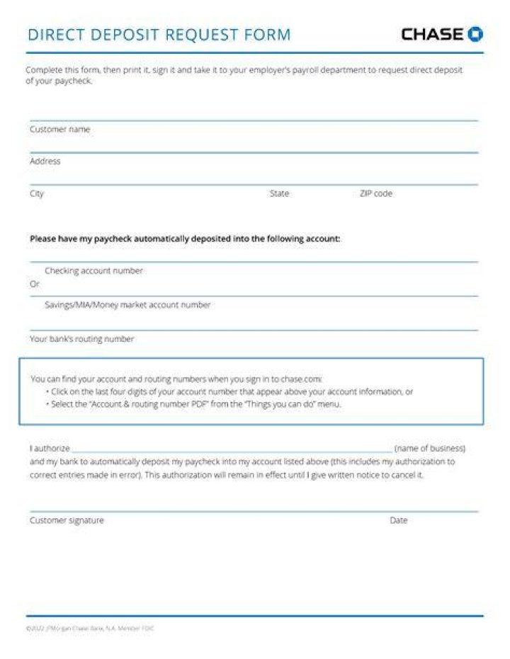How do I get a direct deposit form from Chase?