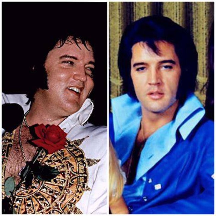 Images of Elvis and his family projected on the exterior of Graceland