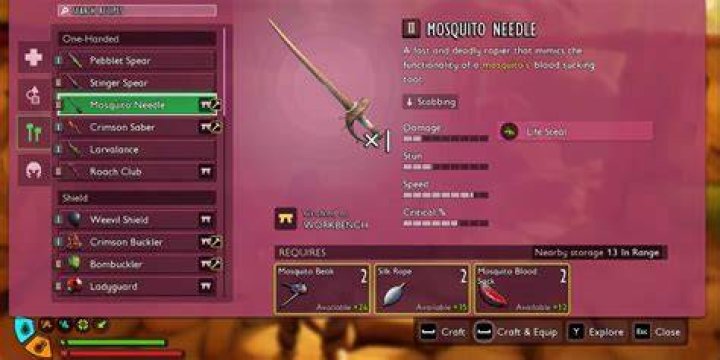 Is the Mosquito Needle a sword Grounded?