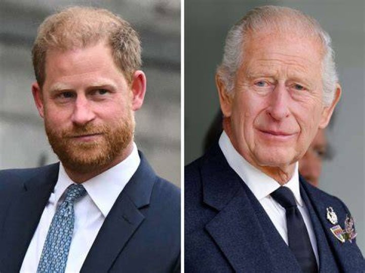 King Charles and Prince Harry photographed at Queen Elizabeth's funeral in 2022.