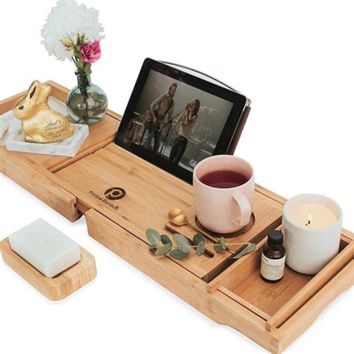 Pristine Bamboo Bath Caddy Tray for Tub Pristine Bamboo Bath Caddy Tray for Tub