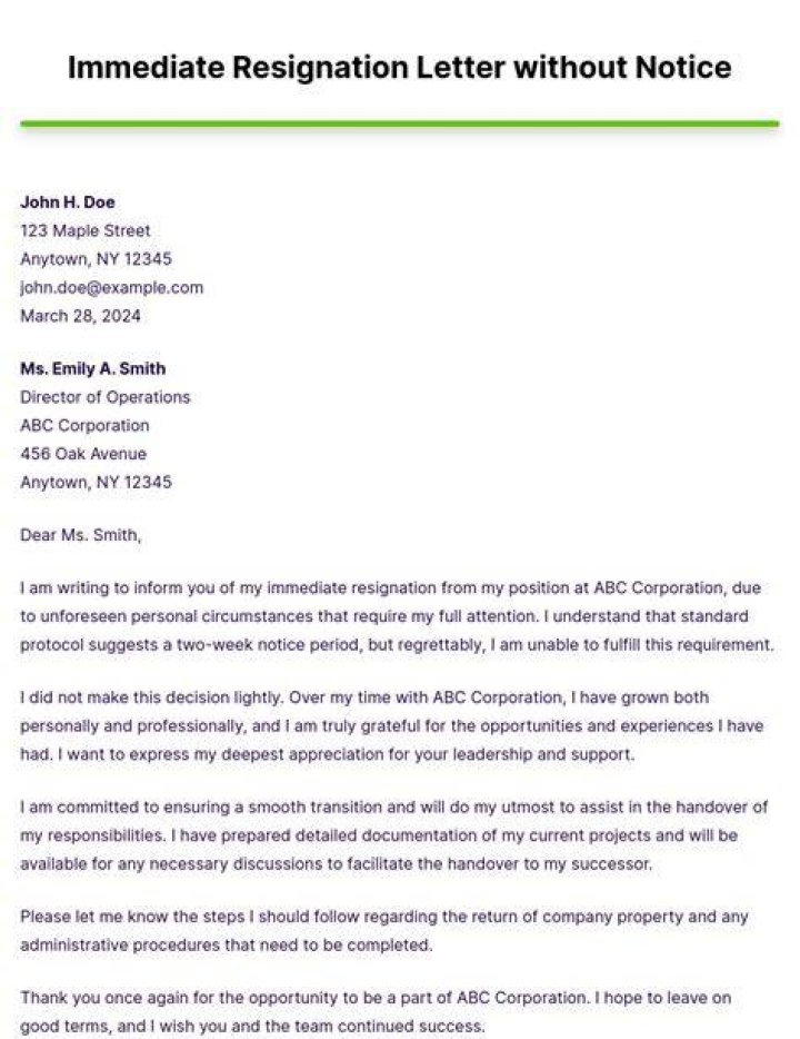 Resigning Without Notice