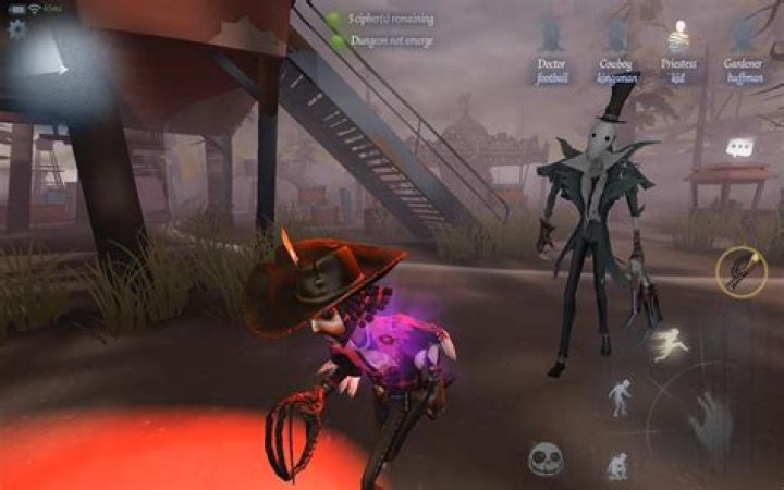 Screenshot from Identity V, showing a hunter posioning a survivor