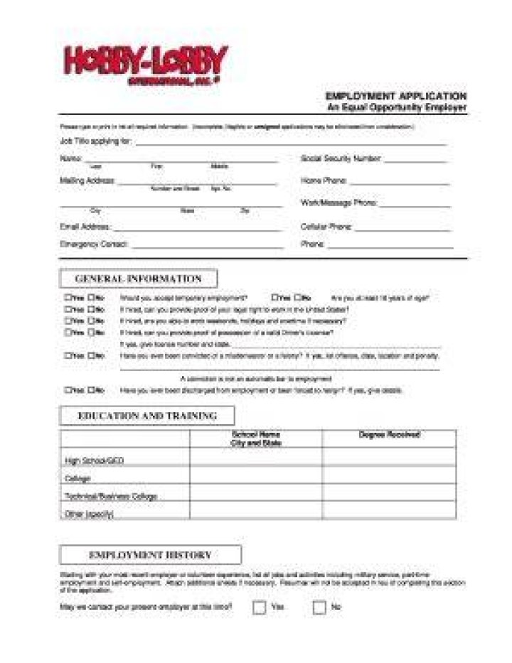 the hobby lobby application guide