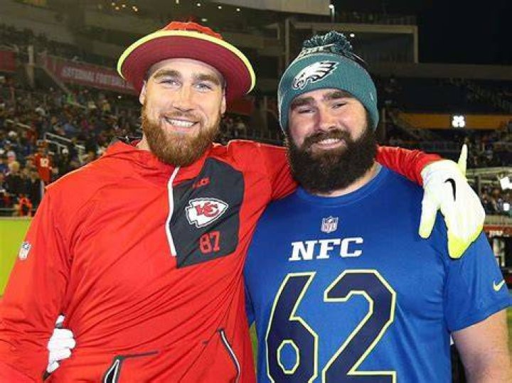 Travis and Jason Kelce's Mom's Outfit in Pro Football Hall of Fame