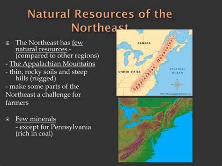 What are 2 resources found in the Northeast region?