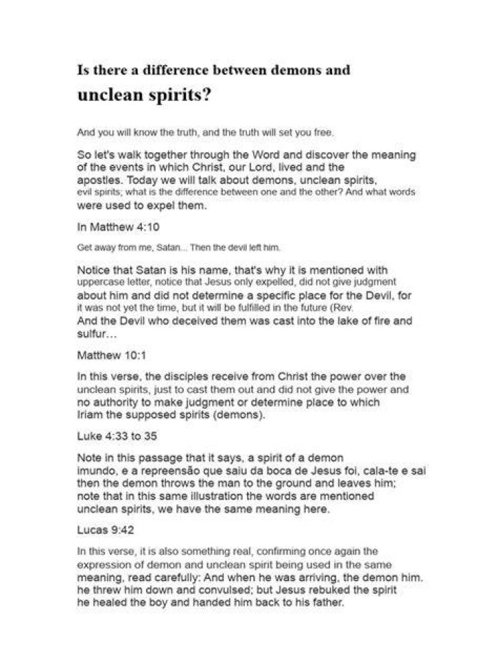 What are unclean spirits? Are unclean spirits demons?