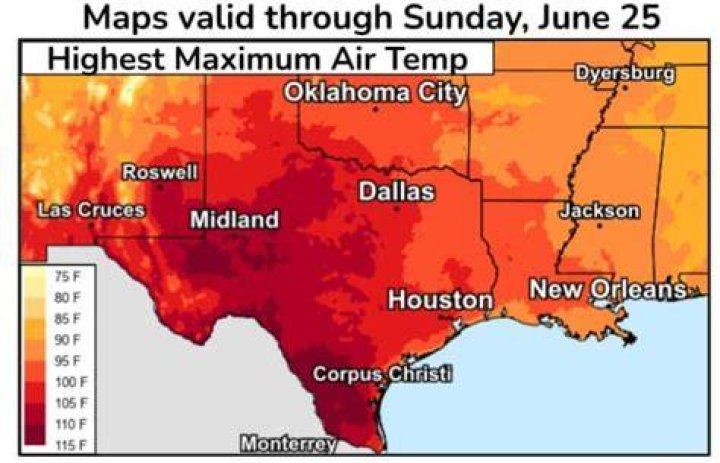 What is the highest and lowest temperature in Texas?