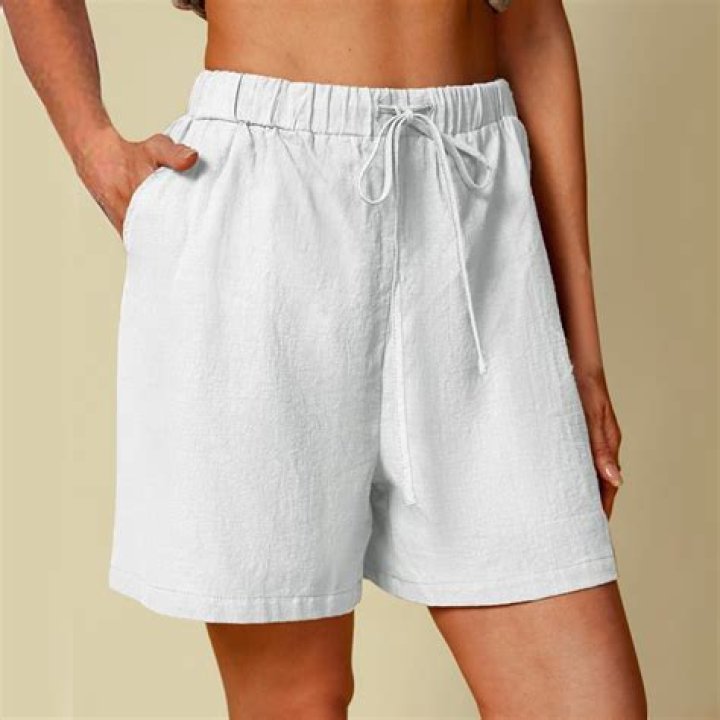 White Linen High Waist Shorts White Linen High Waist Shorts